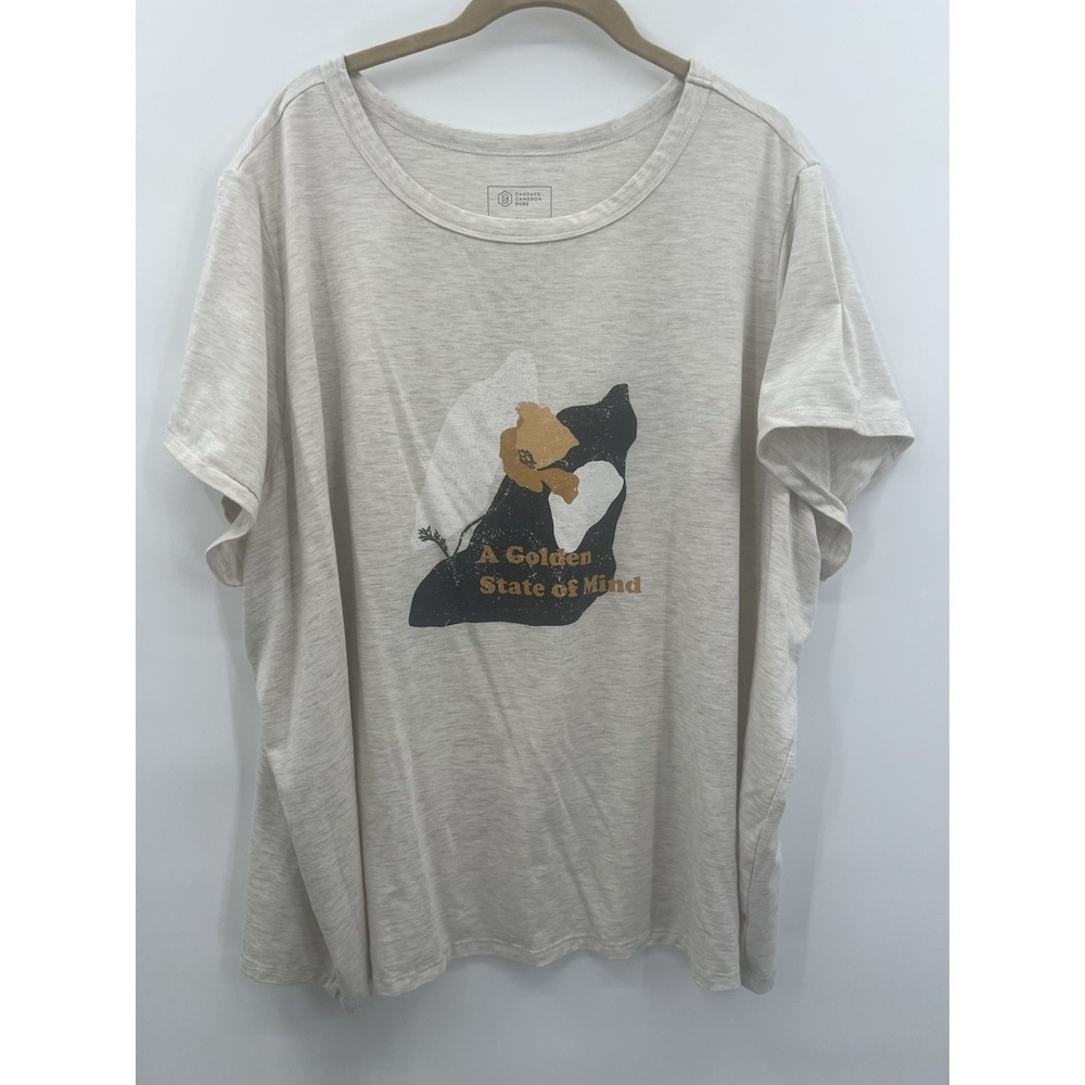 Candace Cameron Bure Tan Graphic Tee Top T-shirt Plus 3X